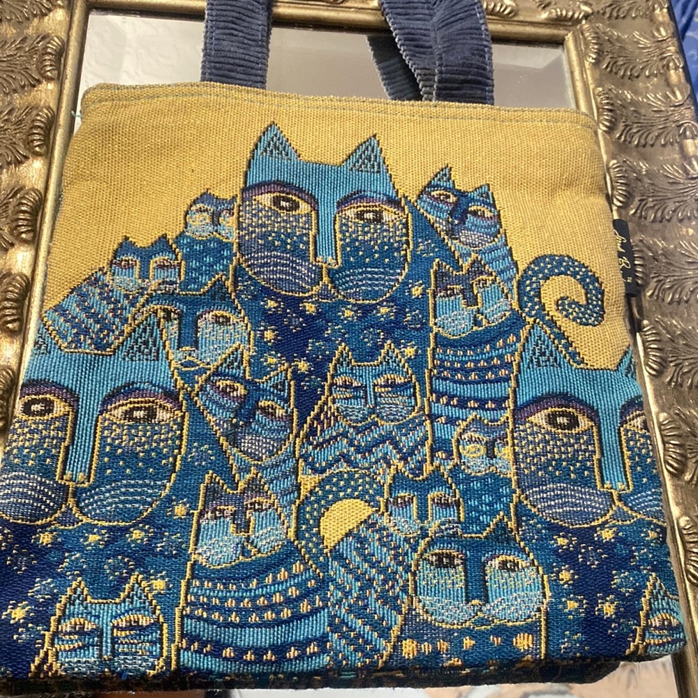 Gold blue kitty cat royal purse brand new
